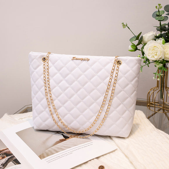Bolso Bandolera Mujer Capacidad Grande Diseño Rombo Cadena Premium