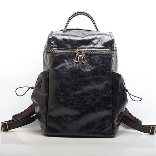 Mochila Retro Cuero Crazy Horse - Múltiples Compartimentos