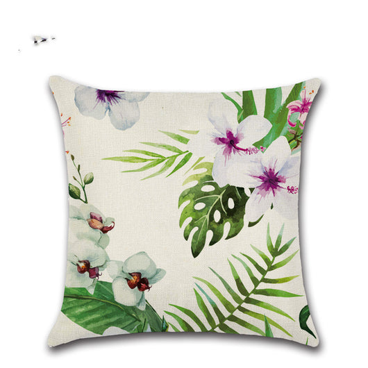 Almohada Decorativa Flor Tropical Flamenco Hibisco Lino - Image 13