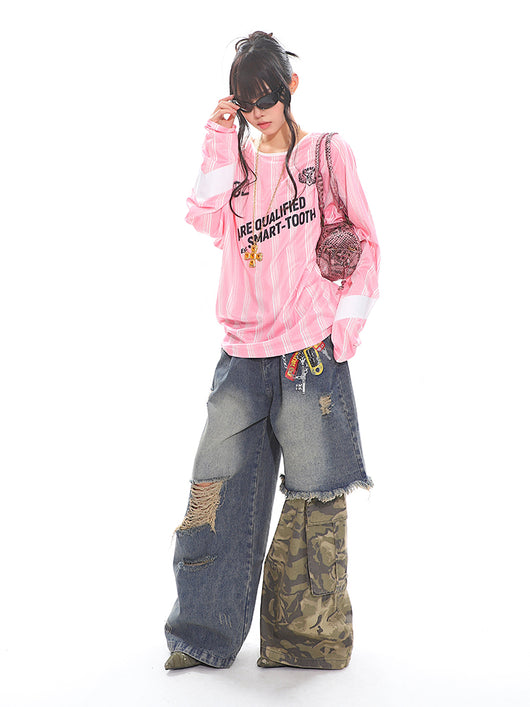 Pantalones Anchos Estilo Militar con Cadena Estampada y Efecto Dos Piezas - Image 16