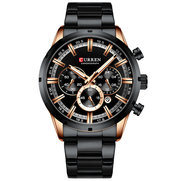 Reloj de Pulsera Ejecutivo Acero Inoxidable con Calendario de Seis Esferas - Image 4