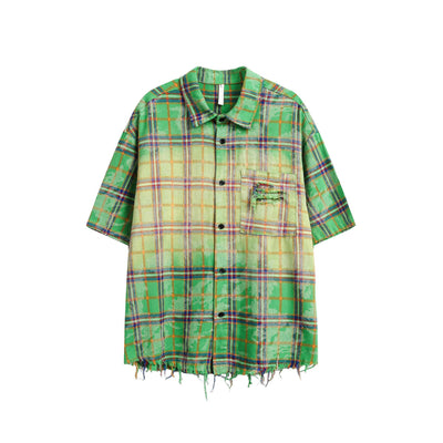 Camisa Hip Hop Cuadros Manga Corta Unisex