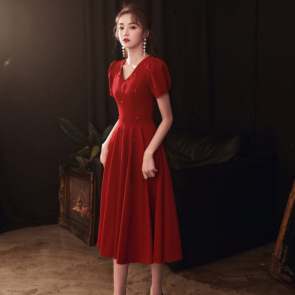 Vestido Rojo Elegante con Espalda Descubierta para Mujer