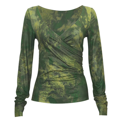 Blusa Larga Morada Degradado con Cuello en V y Cintura Ajustada - Image 6