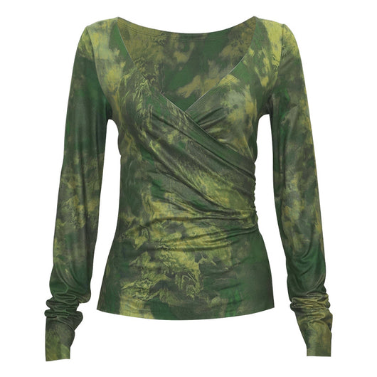 Blusa Larga Morada Degradado con Cuello en V y Cintura Ajustada - Image 6