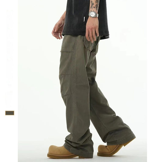 Pantalón Overol Holgado Gris Verdoso para Hombre - Estilo Casual Versátil - Image 3