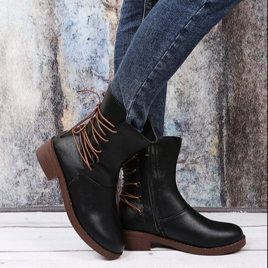 Botas Retro Mujer con Tacón Grueso y Detalles de Remaches - Image 2