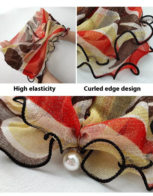 Pañuelo de Seda Decorativo Estampado con Encaje - Accesorio Elegante Versátil - Image 24