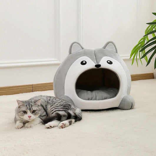 Cama para Gatos con Forma de Zorro y Cojín Desmontable