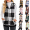 Chaleco Cardigan de Terciopelo Reversible con Cuadros Gruesos y Cuello de Pie