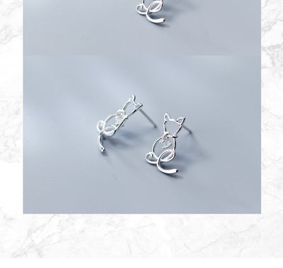 Aretes de Gato Minimalista en Aleación - Diseño Adorable para Mujer - Image 7