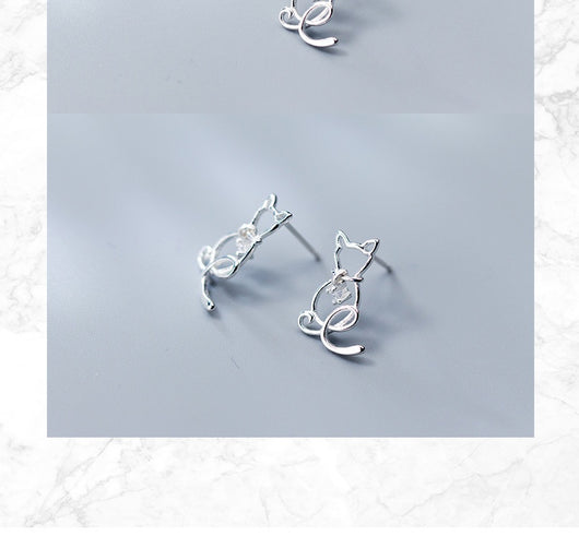 Aretes de Gato Minimalista en Aleación - Diseño Adorable para Mujer - Image 7