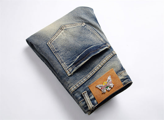 Jeans Slim Fit Azul Retro con Parches para Hombre - Image 17
