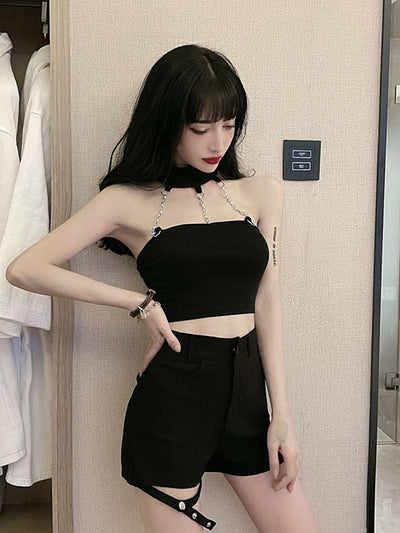 Short Halter Tube Top con Shorts de Cintura Alta - Image 4