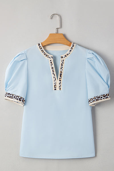 Blusa de Gasa con Cuello V y Mangas Abullonadas - Image 9