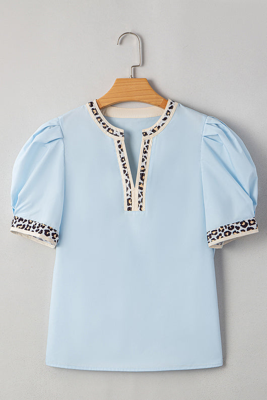 Blusa de Gasa con Cuello V y Mangas Abullonadas - Image 9