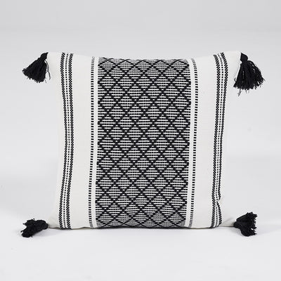 Funda de Cojín Jacquard Tejido Geométrico con Borlas - Image 12