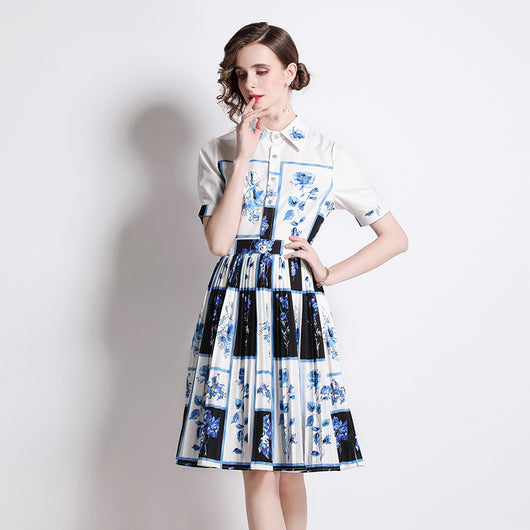 Vestido Camisero Retro con Estampado Francés - Image 5