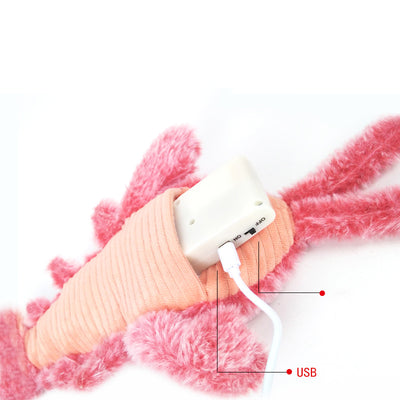 Pink plush shrimp pet toy with black eyes, designed for cats, on a white background. "Random color" text. - Image 14