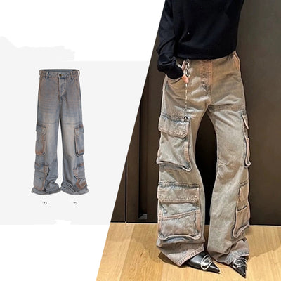 Pantalones Cargo Multibolsillos Estilo Urban Lavado Desgastado - Image 6