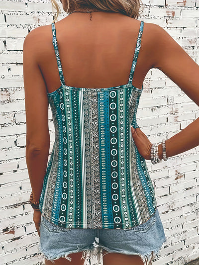 Blusa Retro Étnica con Estampado de Cadena Italiana y Escote en V - Image 17