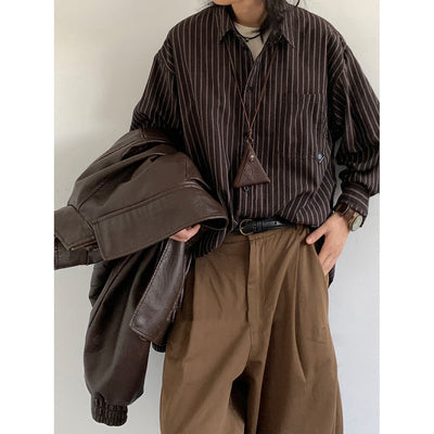 Camisa Retro Japonesa a Rayas para Primavera y Otoño - Image 10