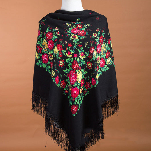 Foulard Cuadrado Étnico con Flecos - Abrigo Cálido y Elegante - Image 10