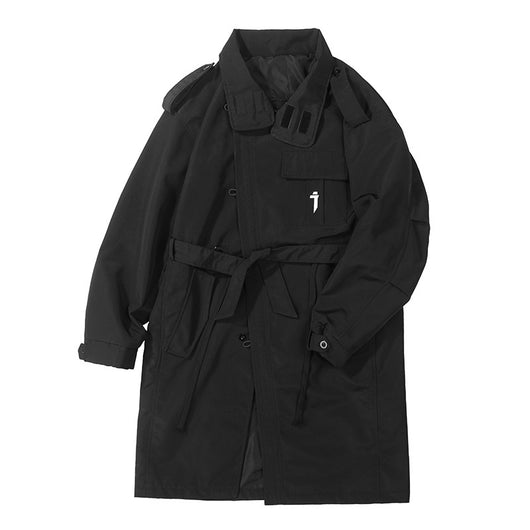 Abrigo Tipo Trench Coat Oblicuo de Solapa Alta para Hombre - Image 3