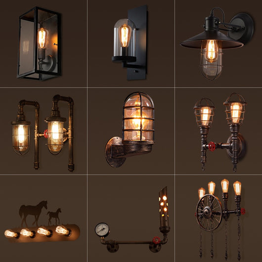 Lámpara de Pared Industrial Retro para Dormitorio y Pasillos