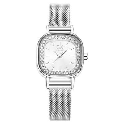Reloj Cuadrado para Mujer con Malla Metálica y Cristales - Image 3