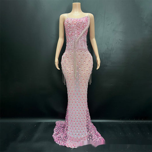 Vestido Asimétrico Diamante con Diseño Vanguardista - Image 3