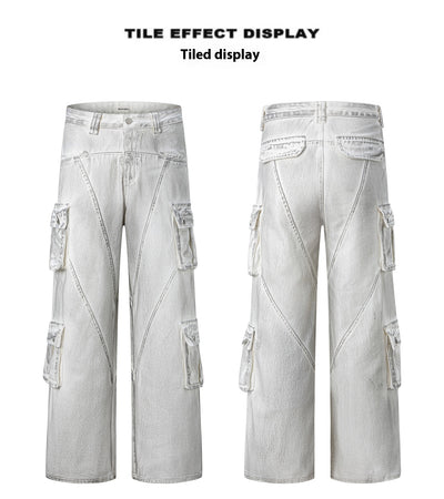 Pantalones Cargo Retro Mujer Cintura Alta Pierna Ancha Casual - Image 8