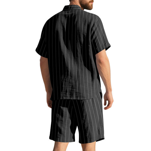 Conjunto de Dos Piezas: Camisa Jacquard a Rayas y Shorts para Playa - Image 16