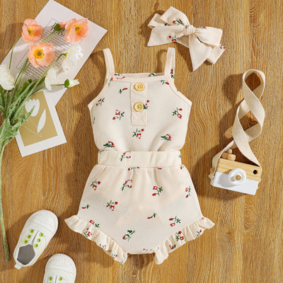Conjunto de Tirantes Floral para Bebé - Set de 3 Piezas en Tela Waffle - Image 4