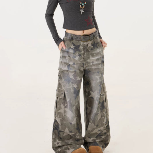 Jeans Cargo Camuflaje Retro Americano para Mujer