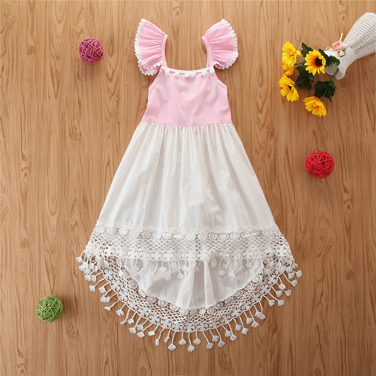 Falda Irregular con Tirantes Voladores para Niñas