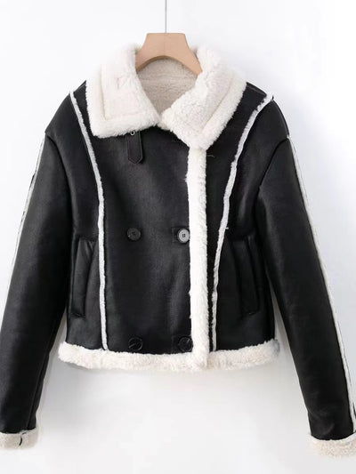 Chaqueta Elegante de Cuello Alto con Detalles de Pelaje para Mujer - Image 14