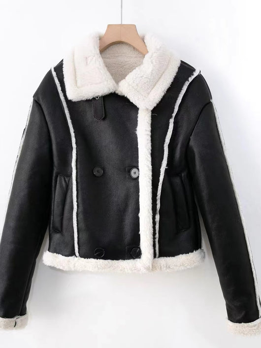 Chaqueta Elegante de Cuello Alto con Detalles de Pelaje para Mujer - Image 14