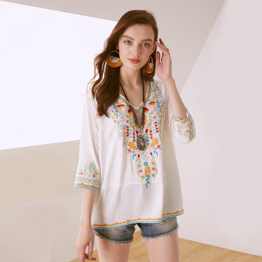 Blusa Bordada Suelta con Efecto Reductor para Mujer - Image 12