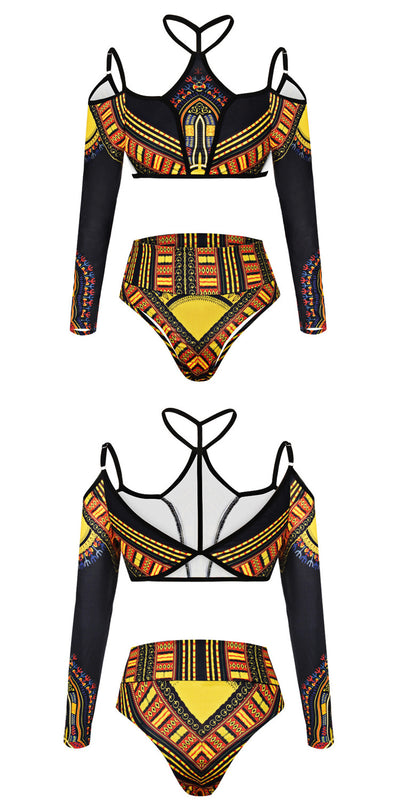 Bikini Estampado de Cintura Alta con Manga Larga - Image 11