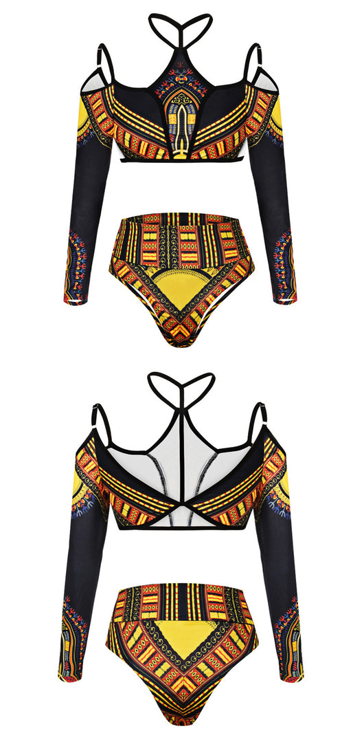 Bikini Estampado de Cintura Alta con Manga Larga - Image 11