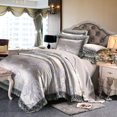 Juego de Cama 4 Piezas Algodón Puro con Diseño Jacquard Satinado Europeo - Image 12