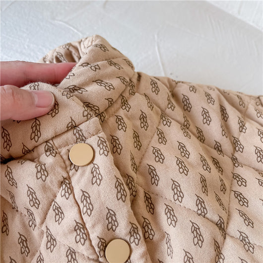 Abrigo Acolchado de Algodón para Niñas con Diseño de Hojas - Image 6