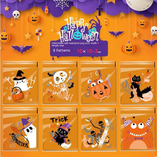 Bolsas Autoadhesivas para Snacks con Diseños de Halloween