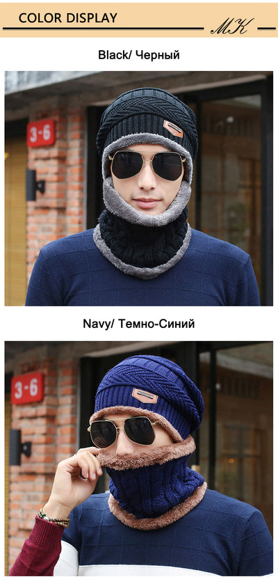 Gorro de Lana Tejida con Bufanda Cruzada Cuello Cálido - Image 12