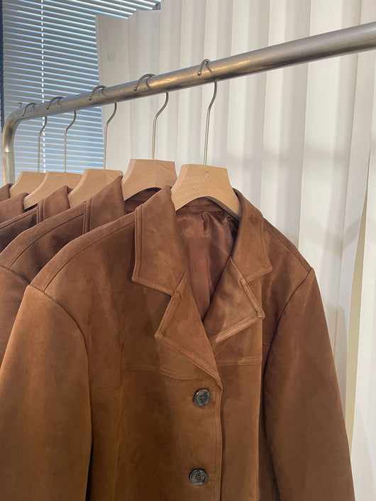 Blazer de Cuero Retro Marrón para Mujer - Image 32