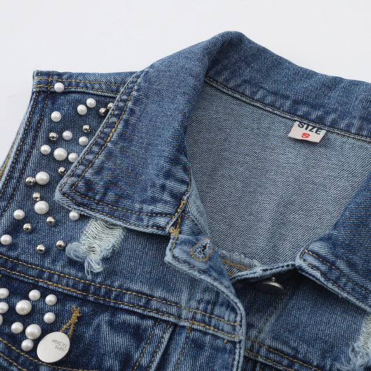 Chaleco Denim con Cuentas para Mujer - Diseño Suelto y Moderno - Image 3