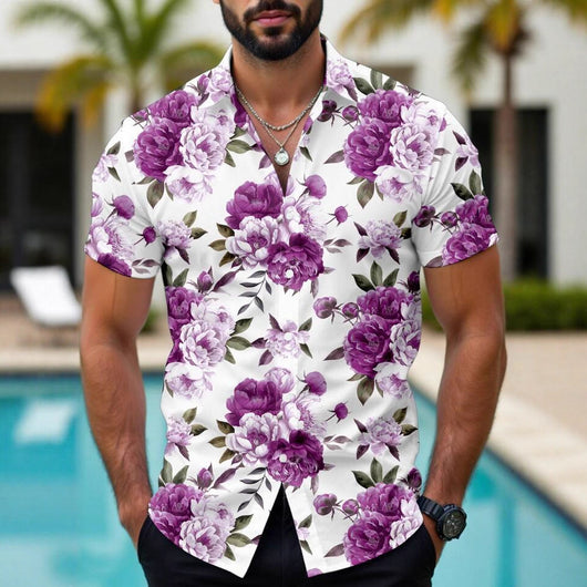 Camisa Casual Hawaiana con Estampado Floral 3D para Hombre - Image 5