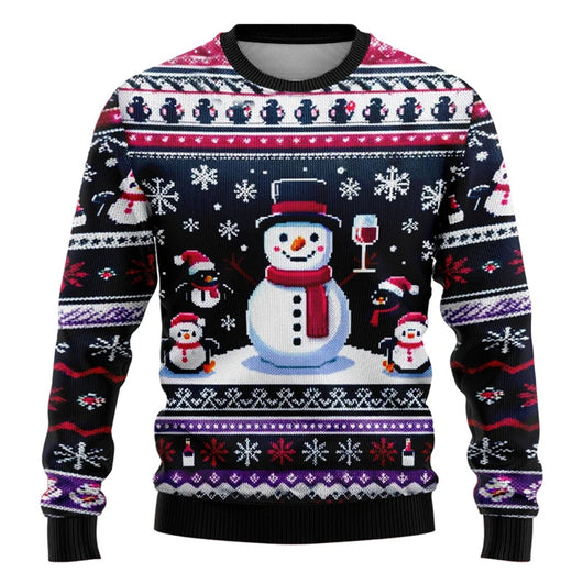 Suéter Navideño Muñeco de Nieve Estampado para Fiestas Cuello Redondo - Image 18