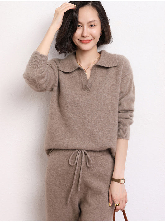 Suéter Polo Cashmere Suelto de Manga Corta para Mujer - Image 11